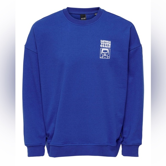 NWT Only & Sons UNISEX Sweatshirt 'Toby' in
Royal Blue - Picture 3 of 13